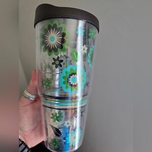 NWT Fiesta Floral Tumbler with Brown Lid